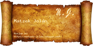 Matzek Jolán névjegykártya