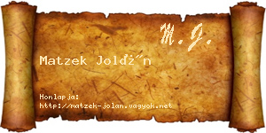 Matzek Jolán névjegykártya