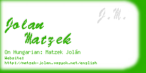 jolan matzek business card