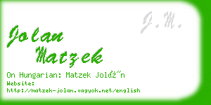 jolan matzek business card